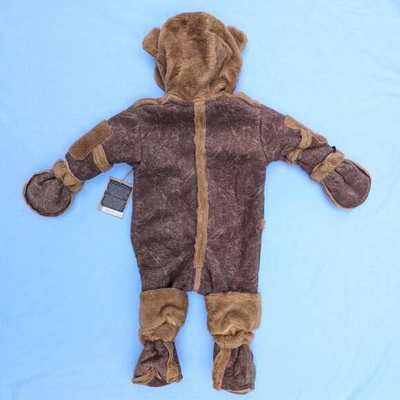 Kids 18 Month Brown Teddy Bear Bunting Zip Up Snowsuit Winter Cozy Faux Fur NWT - Picture 2 of 8
